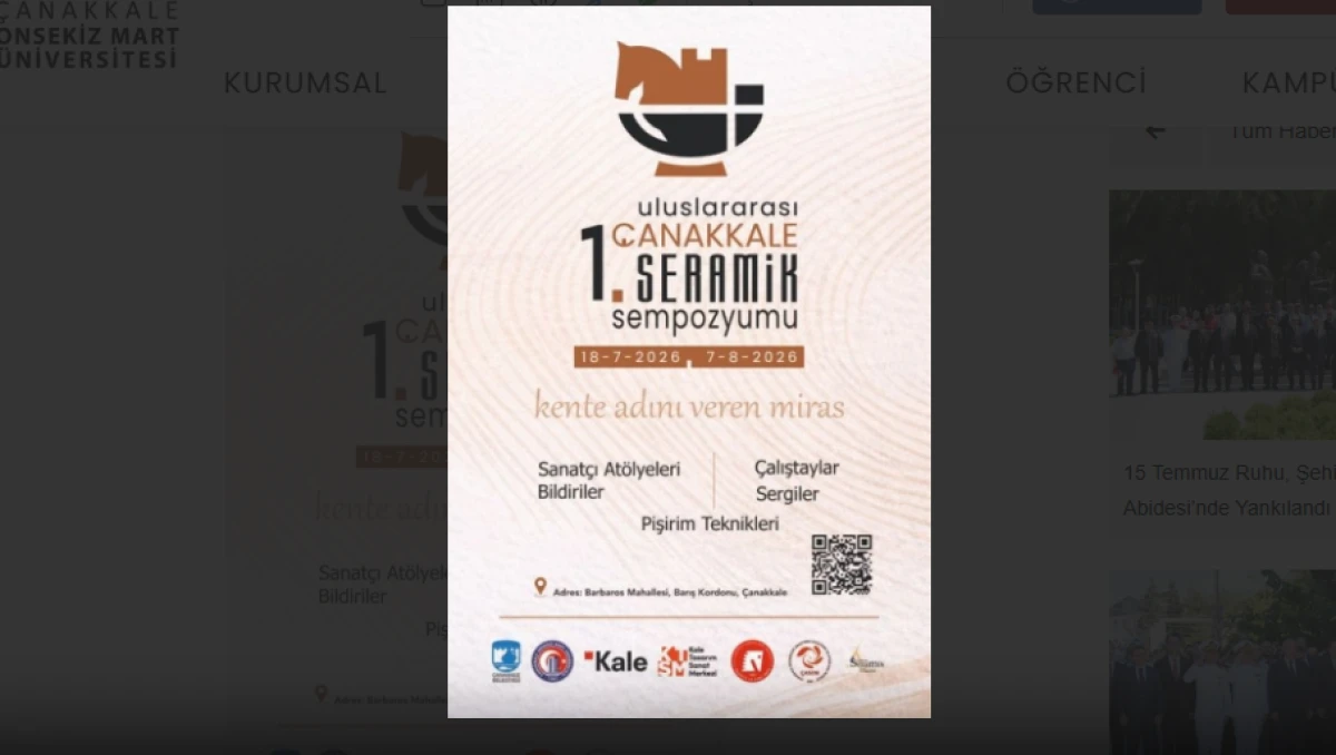 &Ccedil;anakkale İlk Uluslararası Seramik Sempozyumuna Hazırlanıyor