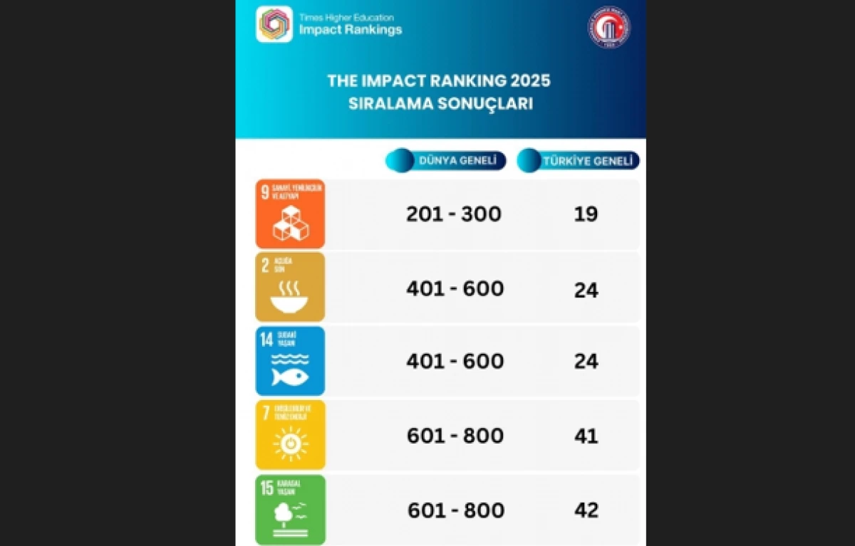 ÇOMÜ, THE 2025 Etki Sıralamasında Hem Dünya Hem Türkiye'de Önemli Bir Başarı Elde Etti 