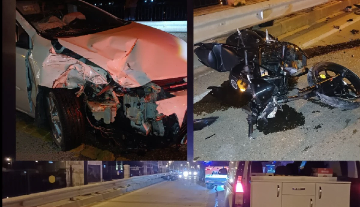 İn&ouml;n&uuml; K&ouml;pr&uuml;s&uuml;&rsquo;nde Otomobil ile Motosiklet &Ccedil;arpıştı: 2 Yaralı
